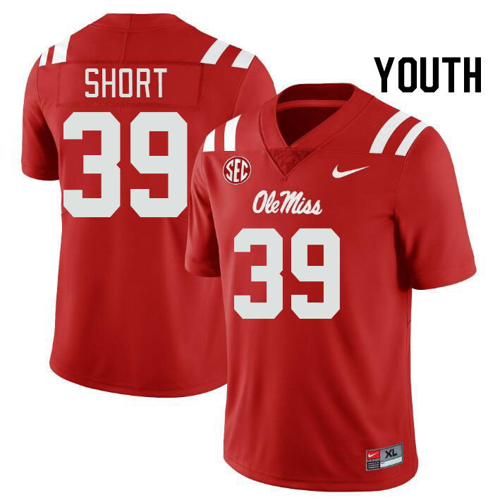 Youth #39 Carter Short Ole Miss Rebels College Football Jerseyes Stitched Sale-Red - Click Image to Close